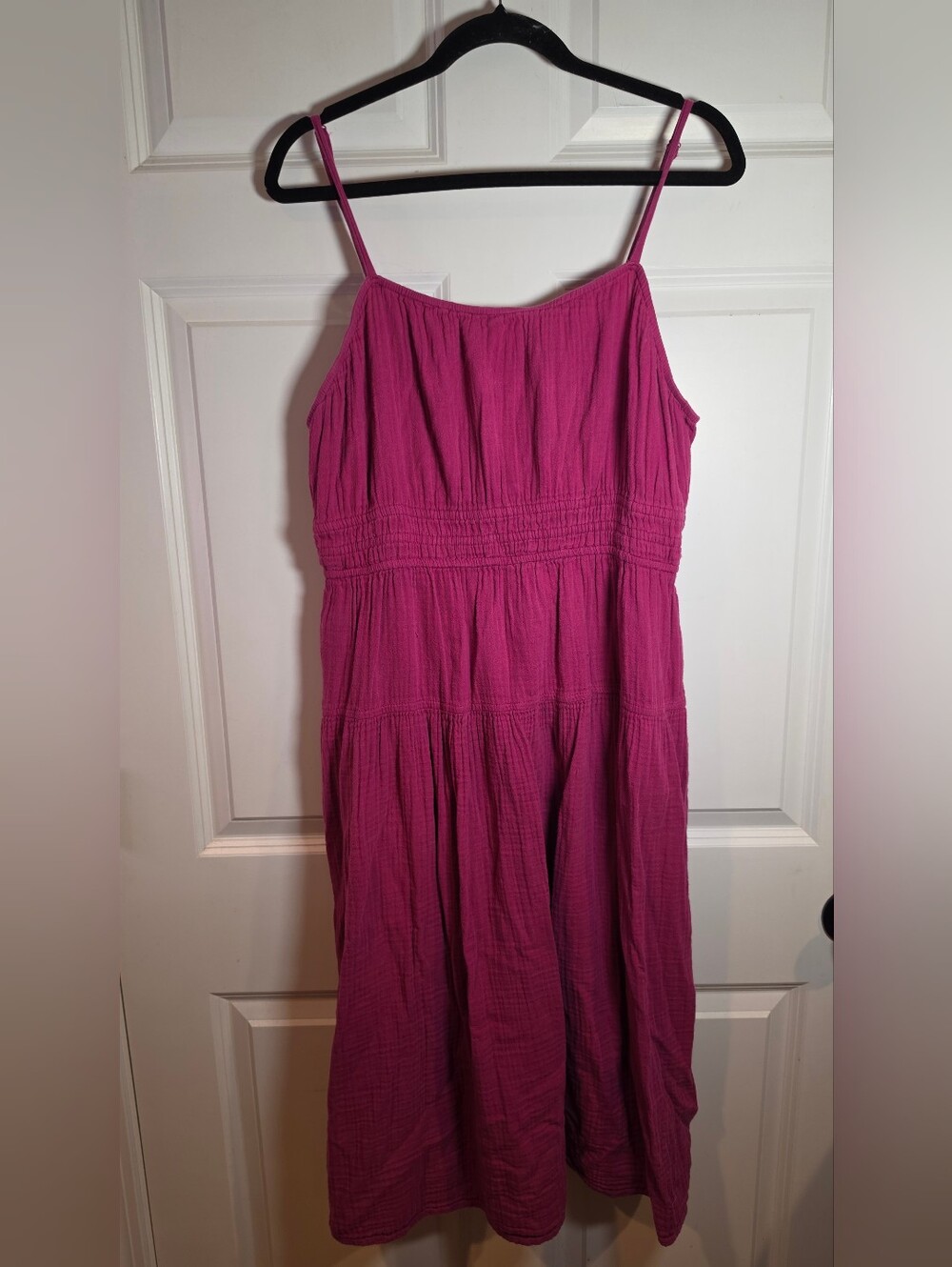 Old Navy Women’s Magenta Spaghetti-Strap Cinched Waist Midi Dress W/ Pockets XL